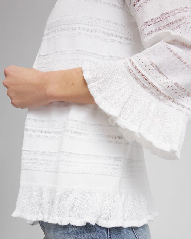 Pointelle Open Front Cardigan Sweater - image 4